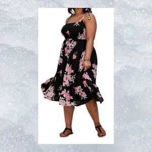 Torrid Black Floral Challis Dress Size 1